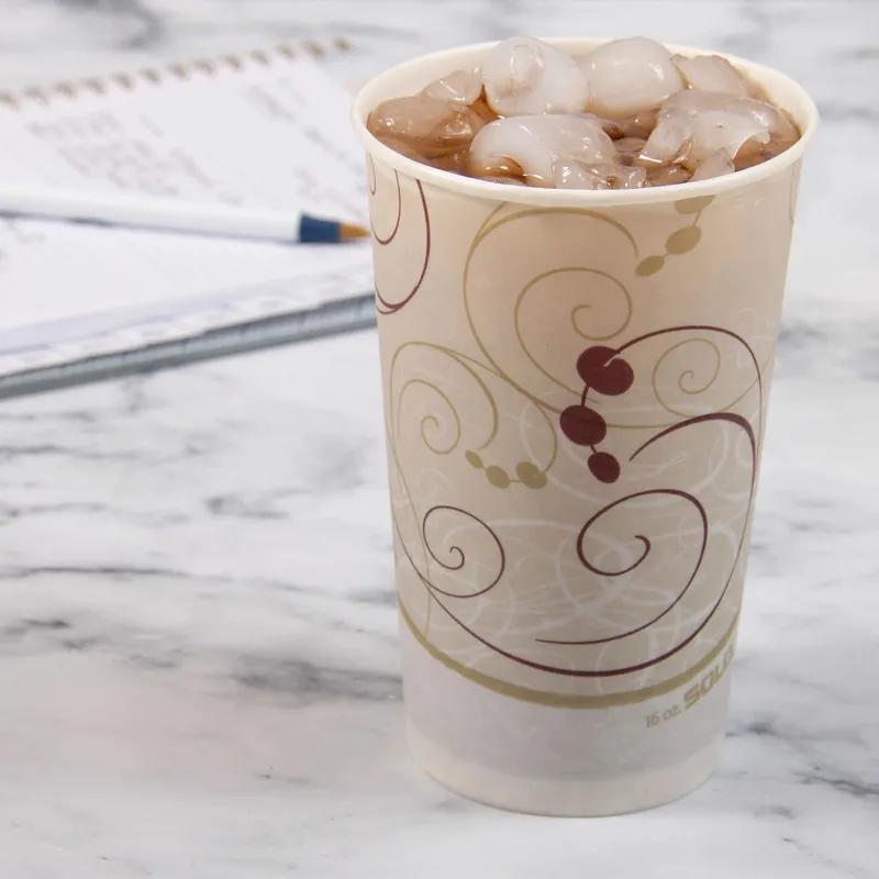 Solo® Cold Cup 16 OZ Wax Coated Paper Multicolor Symphony® Stock Print 50 Count/Pack 20 Packs/Case 1000 Count/Case