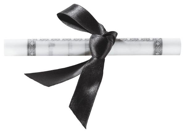 Cake Decorating Layon Plastic White Black Graduation Diploma With Black Ribbon 24/Pack