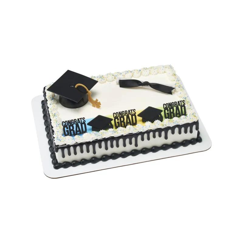 Cake Decorating Layon Plastic White Black Graduation Diploma With Black Ribbon 24/Pack