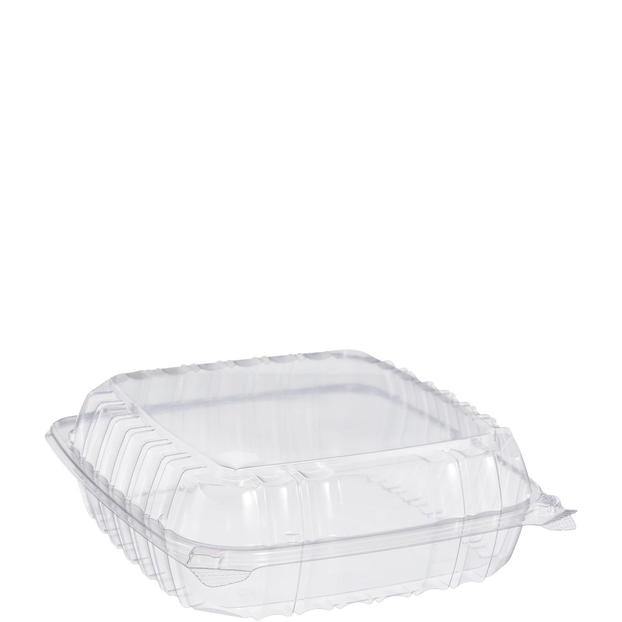 Dart® ClearSeal® Take-Out Container Hinged Large (LG) 8.825X9.3X3 IN OPS Clear Square 100 Count/Pack 2 Packs/Case