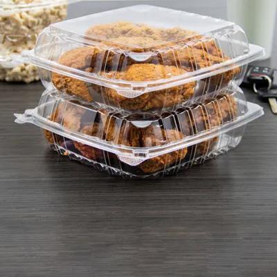 Dart® ClearSeal® Take-Out Container Hinged Large (LG) 8.825X9.3X3 IN OPS Clear Square 100 Count/Pack 2 Packs/Case