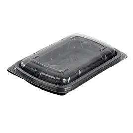 Half Rib Take-Out Container Base & Lid Combo 11X7X2 IN PP Black Clear Rectangle Microwave Safe 180/Case