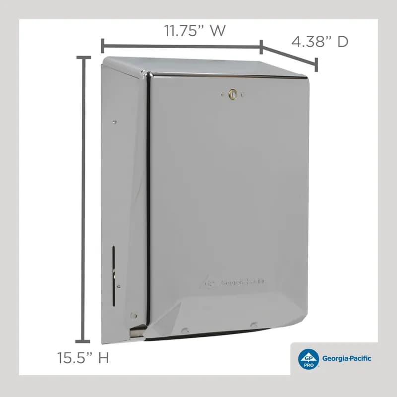 Georgia-Pacific Pro® Paper Towel Dispenser 4.438X11.25 IN Wall Mount, Locking Chrome Multifold 1/Each