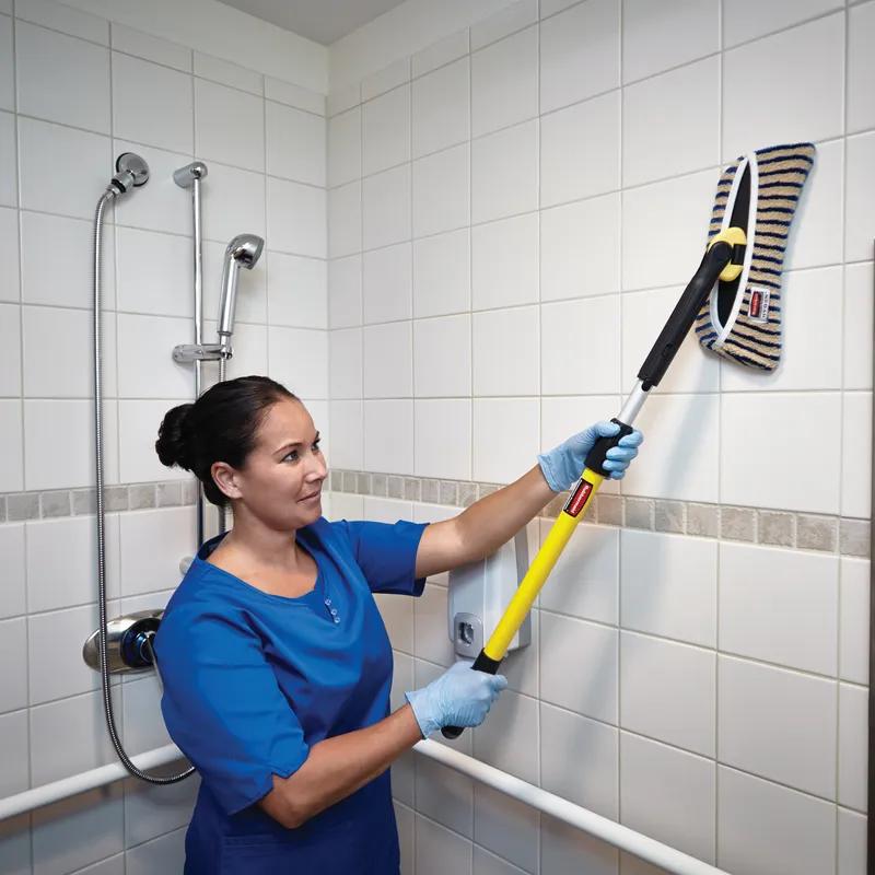 Hygen™ Flexi Frame Mop Cover Yellow Blue Microfiber With Scrub Strips 12/Case