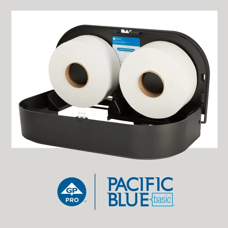 Pacific Blue Basic Toilet Paper & Tissue Roll 3.3IN X2000FT 1PLY White Jumbo Jr (JRT) High Capacity 8 Rolls/Case