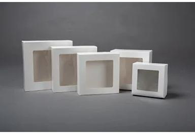 Cake Box 19X14X4 IN White Rectangle Lock Corner 1-Piece With Window 50/Case