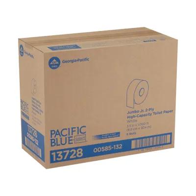 Pacific Blue Select Toilet Paper & Tissue Roll 3.5IN X1000FT 2PLY White Jumbo (JRT) 1000 Sheets/Roll 8 Rolls/Case