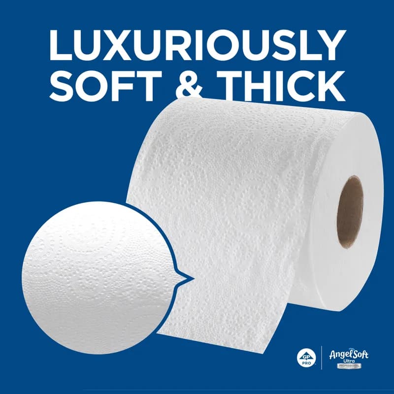 Angel Soft Ultra Professional® Toilet Paper & Tissue Roll 2PLY White Embossed Sheet L x W: 4IN X 4IN 400 Sheets/Roll