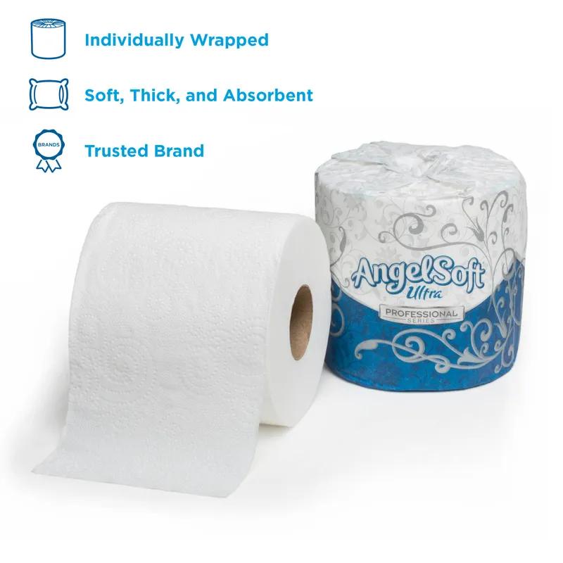 Angel Soft Ultra Professional® Toilet Paper & Tissue Roll 2PLY White Embossed Sheet L x W: 4IN X 4IN 400 Sheets/Roll