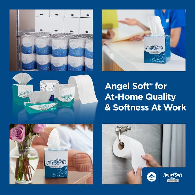 Angel Soft Ultra Professional® Toilet Paper & Tissue Roll 2PLY White Embossed Sheet L x W: 4IN X 4IN 400 Sheets/Roll