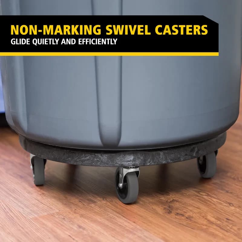 Brute® Trash Can Dolly 18.25X18.25X6.63 IN 250 LB Black Resin Round Swivel 1/Each