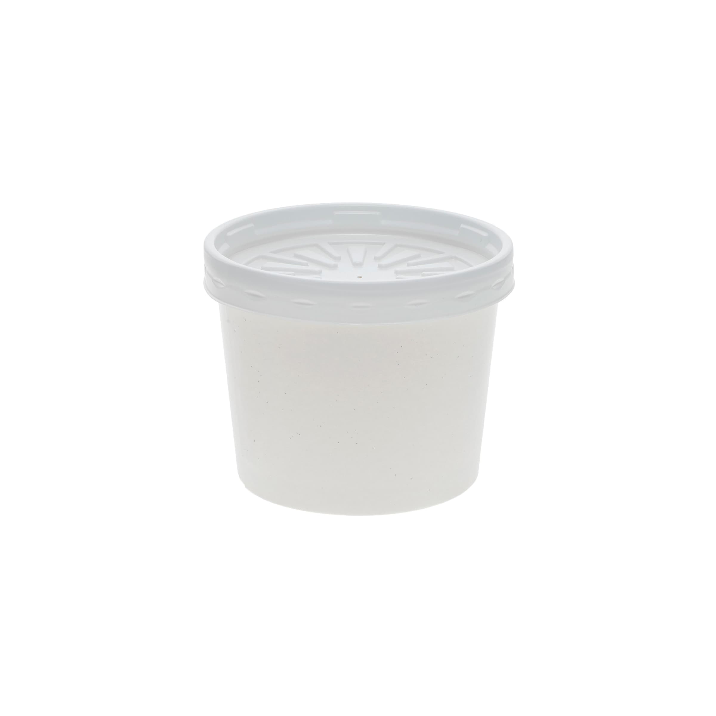 Soup Food Container Base & Lid Combo With Flat Lid 12 OZ Paperboard White Round 250/Case