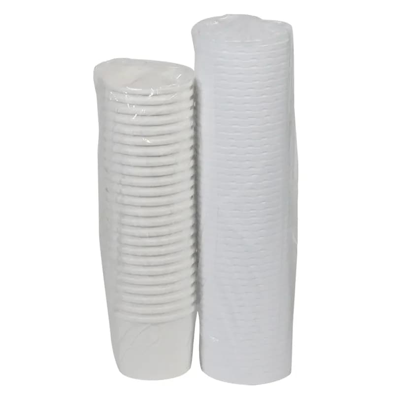 Soup Food Container Base & Lid Combo With Flat Lid 12 OZ Paperboard White Round 250/Case