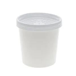 Soup Food Container Base & Lid Combo With Flat Lid 16 OZ Paperboard White Round 250/Case