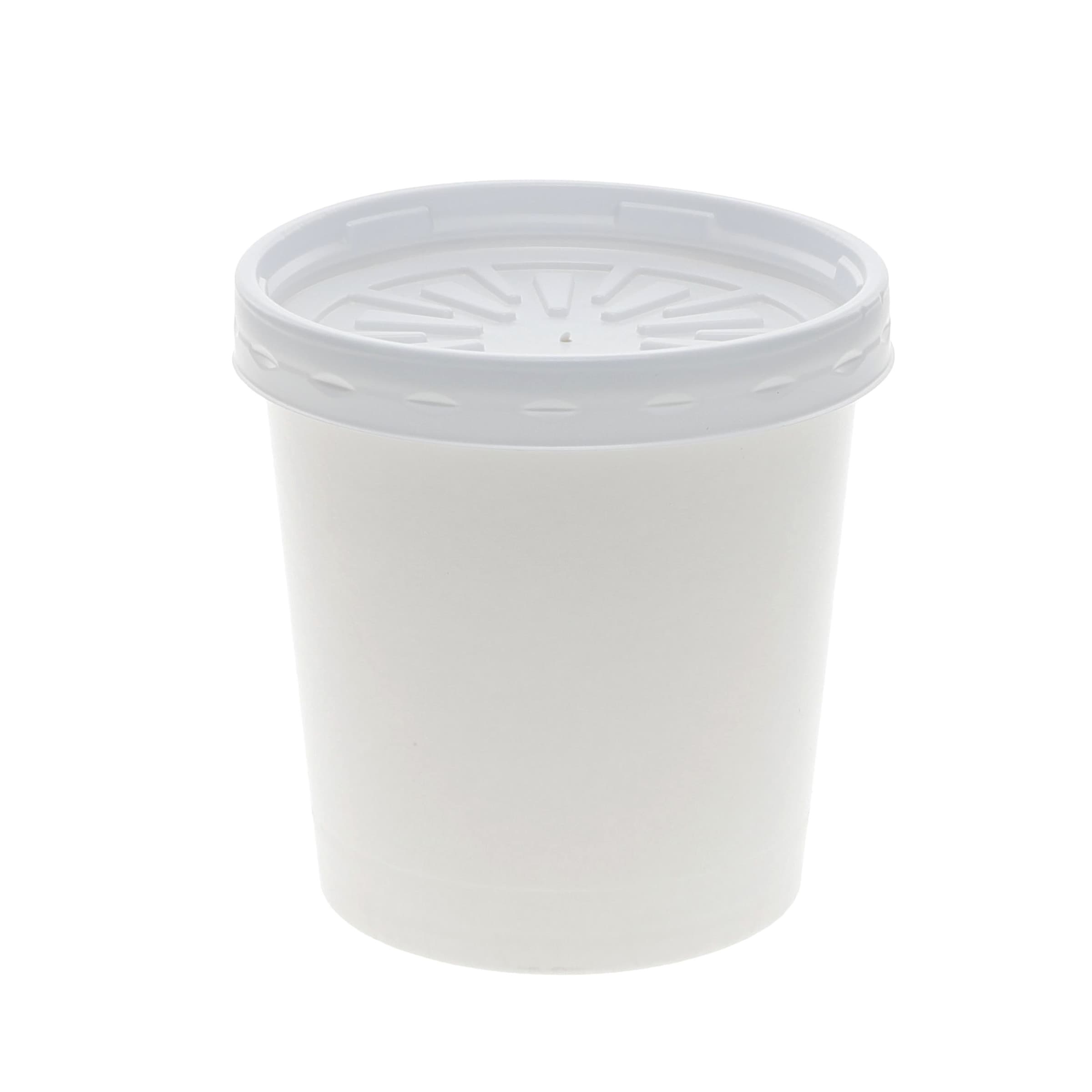 Soup Food Container Base & Lid Combo With Flat Lid 16 OZ Paperboard White Round 250/Case