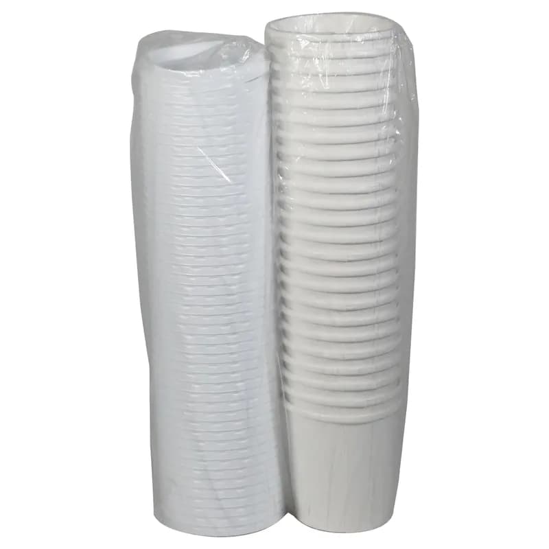 Soup Food Container Base & Lid Combo With Flat Lid 16 OZ Paperboard White Round 250/Case