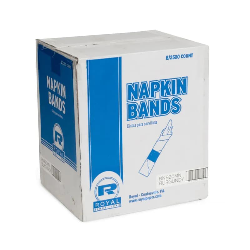 Napkin Bands Burgundy 2500 Count/Pack 8 Packs/Case 20000 Count/Case