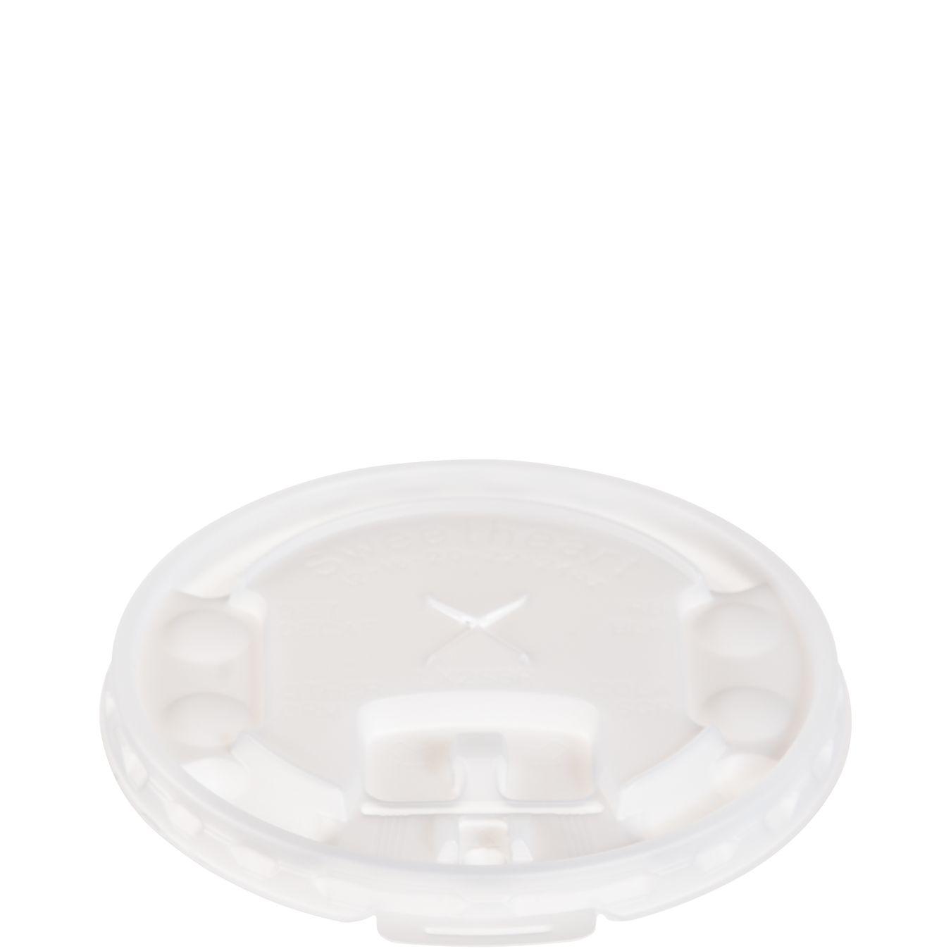 Dart® Trophy® Plus™ Lid Flat 3.57X0.368 IN HIPS Translucent For 12-24 OZ Cups Lock Tab With Hole Sip Through 100 Count/Pack 20 Packs/Case
