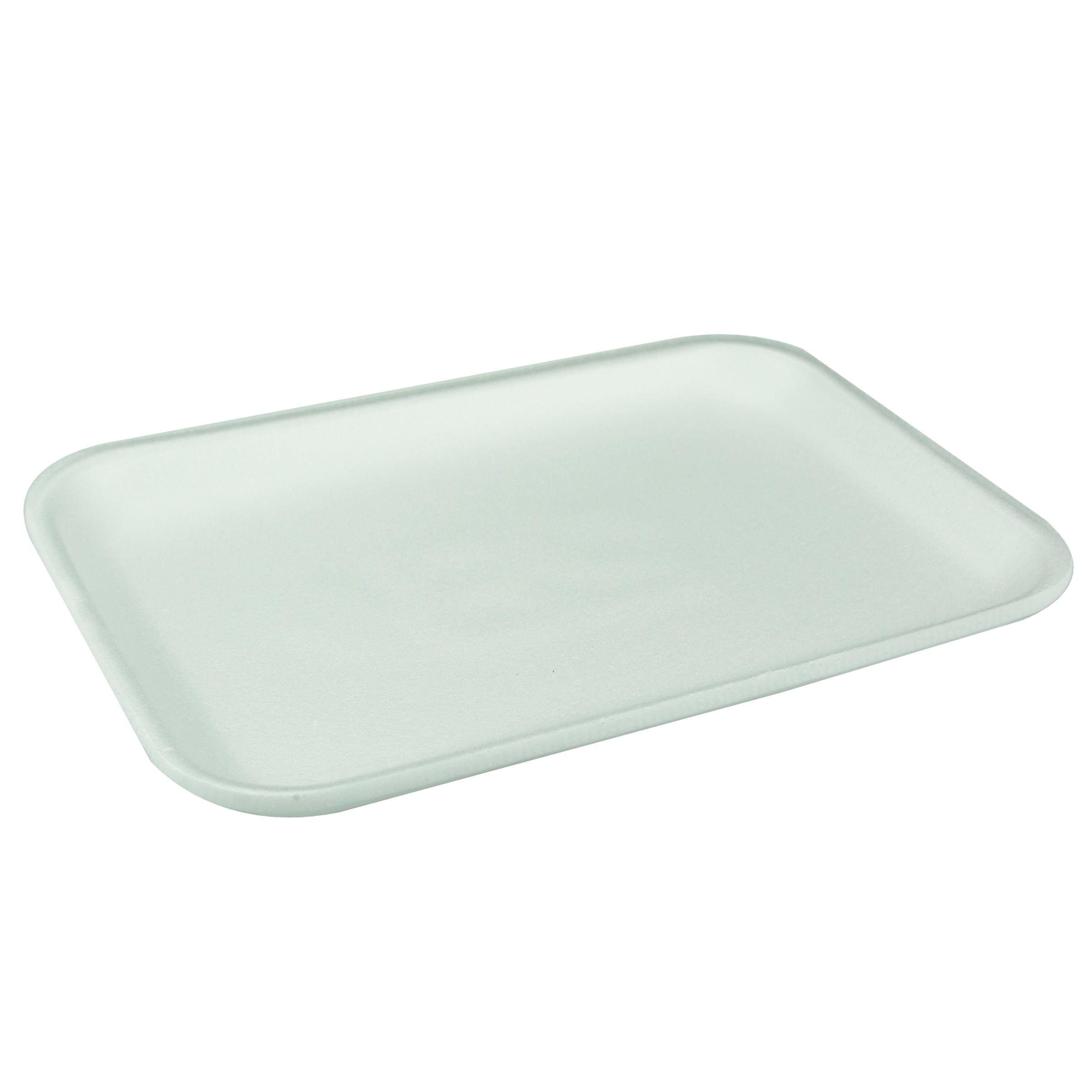 2S Supermarket Tray 8.2X5.7X0.65 IN 1 Compartment Polystyrene Foam White Rectangle 500/Case