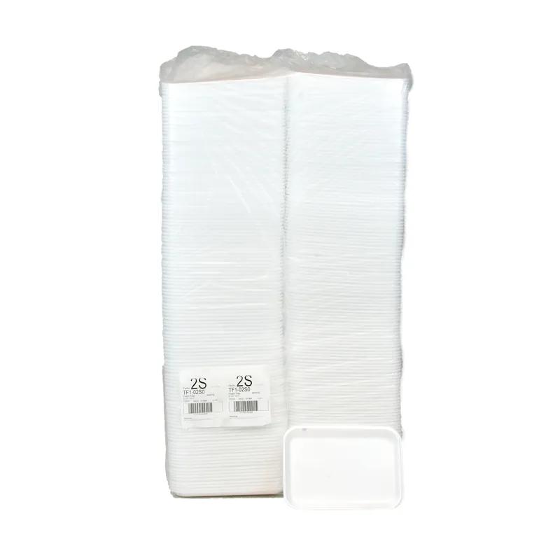 2S Supermarket Tray 8.2X5.7X0.65 IN 1 Compartment Polystyrene Foam White Rectangle 500/Case