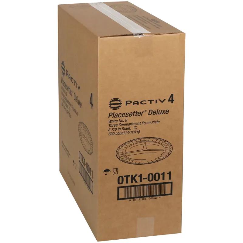 Plate 8.9X0.8 IN 3 Compartment Polystyrene Foam White Round 500/Case
