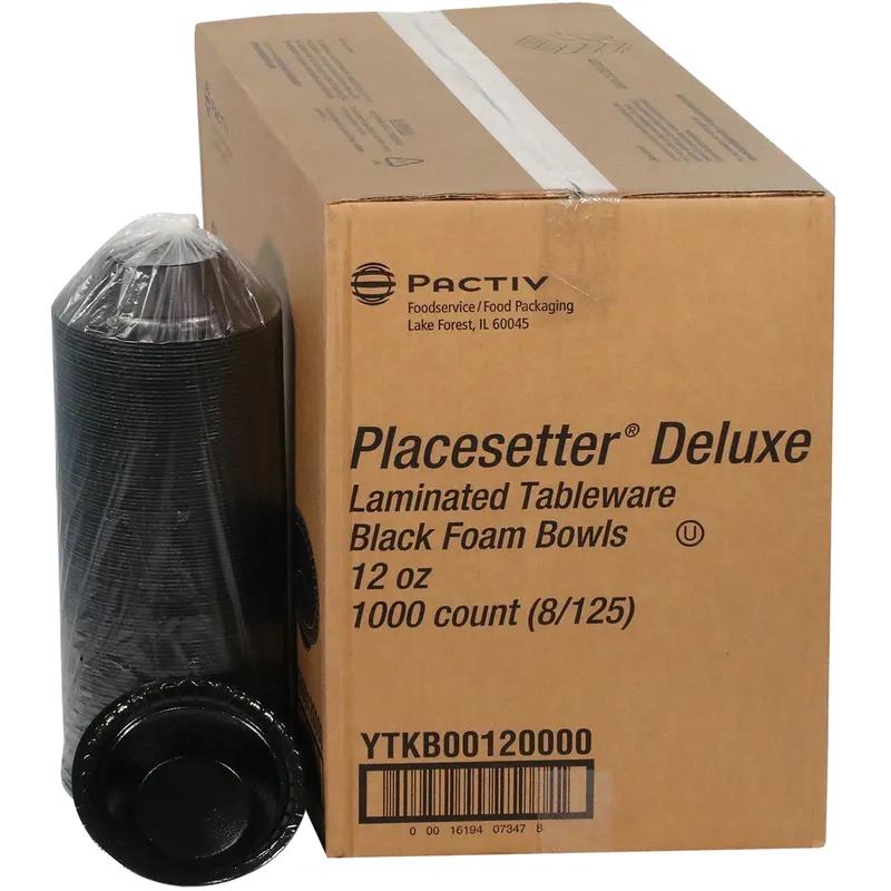 Bowl 12 OZ Polystyrene Foam Black Round Laminated 1000/Case