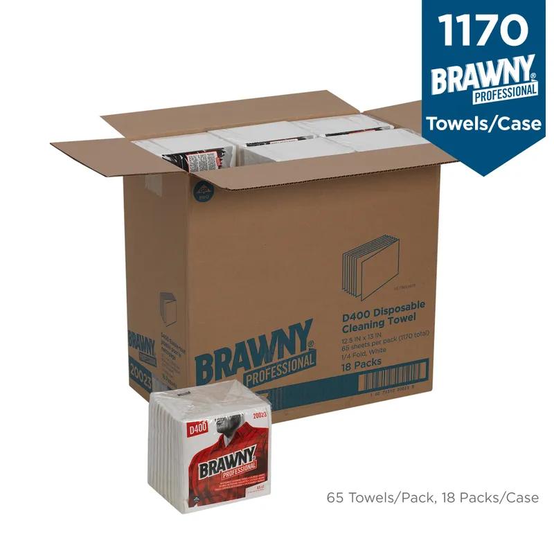 Brawny® Professional Cleaning Wipe 12.5X13 IN Medium (MED) 1 DRC White 1/4 Fold 65 Sheets/Pack 18 Packs/Case
