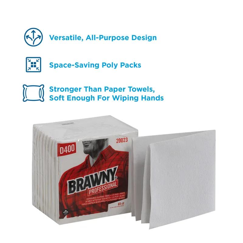 Brawny® Professional Cleaning Wipe 12.5X13 IN Medium (MED) 1 DRC White 1/4 Fold 65 Sheets/Pack 18 Packs/Case