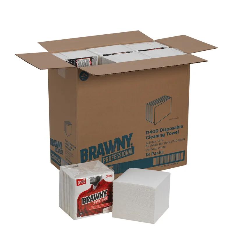 Brawny® Professional Cleaning Wipe 12.5X13 IN Medium (MED) 1 DRC White 1/4 Fold 65 Sheets/Pack 18 Packs/Case