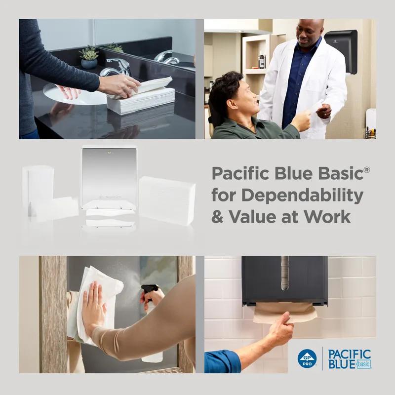 Pacific Blue Basic Folded Paper Towel 9.4X9.2 IN 1PLY White 1/2 Fold 250 Count/Pack 16 Packs/Case 4000 Count/Case