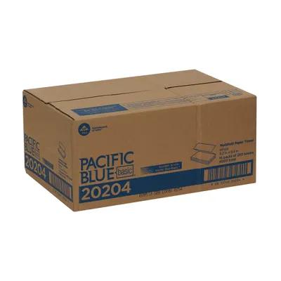 Pacific Blue Basic Folded Paper Towel 9.4X9.2 IN 1PLY White 1/2 Fold 250 Count/Pack 16 Packs/Case 4000 Count/Case