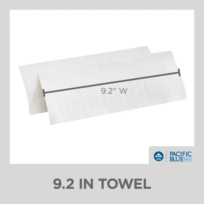 Pacific Blue Basic Folded Paper Towel 9.4X9.2 IN 1PLY White 1/2 Fold 250 Count/Pack 16 Packs/Case 4000 Count/Case