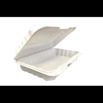 Pebble Box Take-Out Container Hinged 9.25X6.5X2.25 IN PP Ivory Microwave Safe Grease Resistant 150/Case