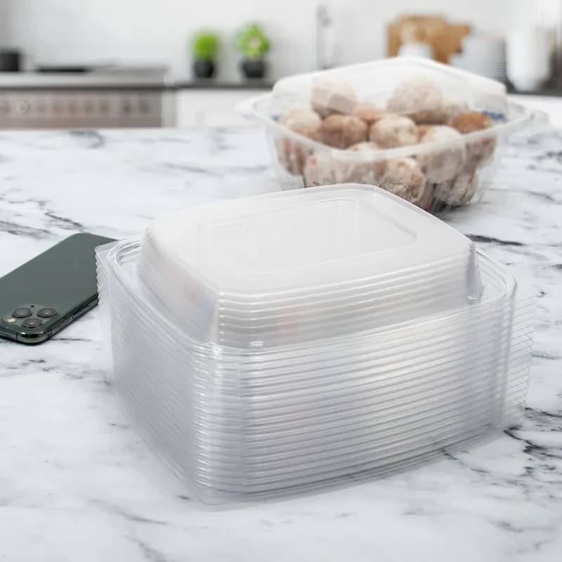 Dart® ClearPac® Lid Dome 7.5X6.5X0.3 IN 1 Compartment OPS Clear Rectangle For 32 OZ Container Unhinged 504/Case