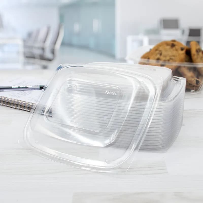 Dart® ClearPac® Lid Dome 7.5X6.5X0.3 IN 1 Compartment OPS Clear Rectangle For 32 OZ Container Unhinged 504/Case