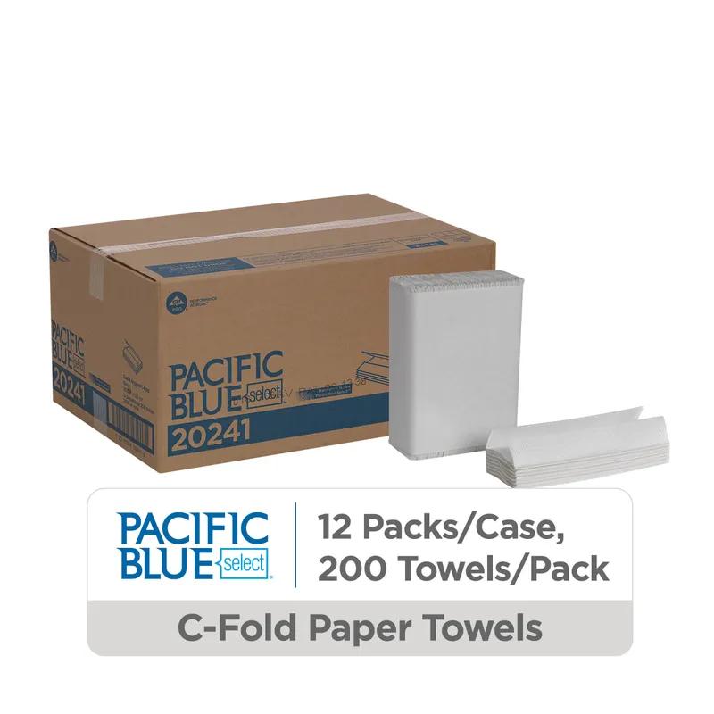 Pacific Blue Select Folded Paper Towel 10.1X12.7 IN 1PLY White 1/2 Fold 200 Sheets/Pack 12 Packs/Case 2400 Sheets/Case