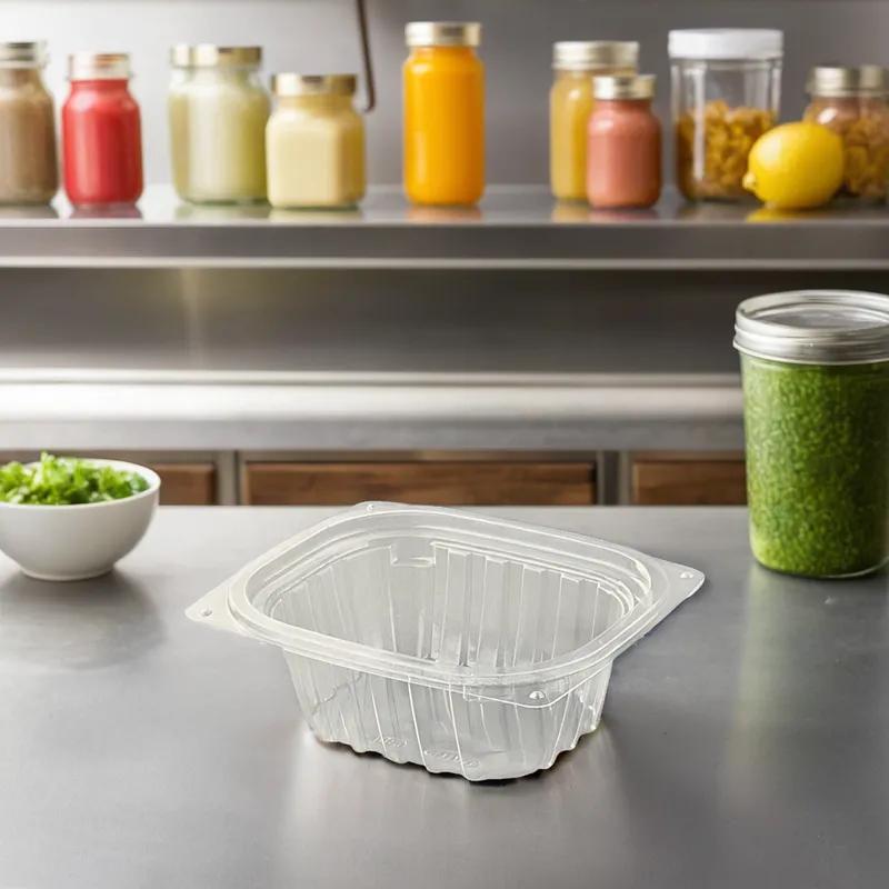 Dart® ClearPac® Deli Container Base & Lid Combo With Flat Lid 16 OZ OPS Clear Rectangle 250/Case