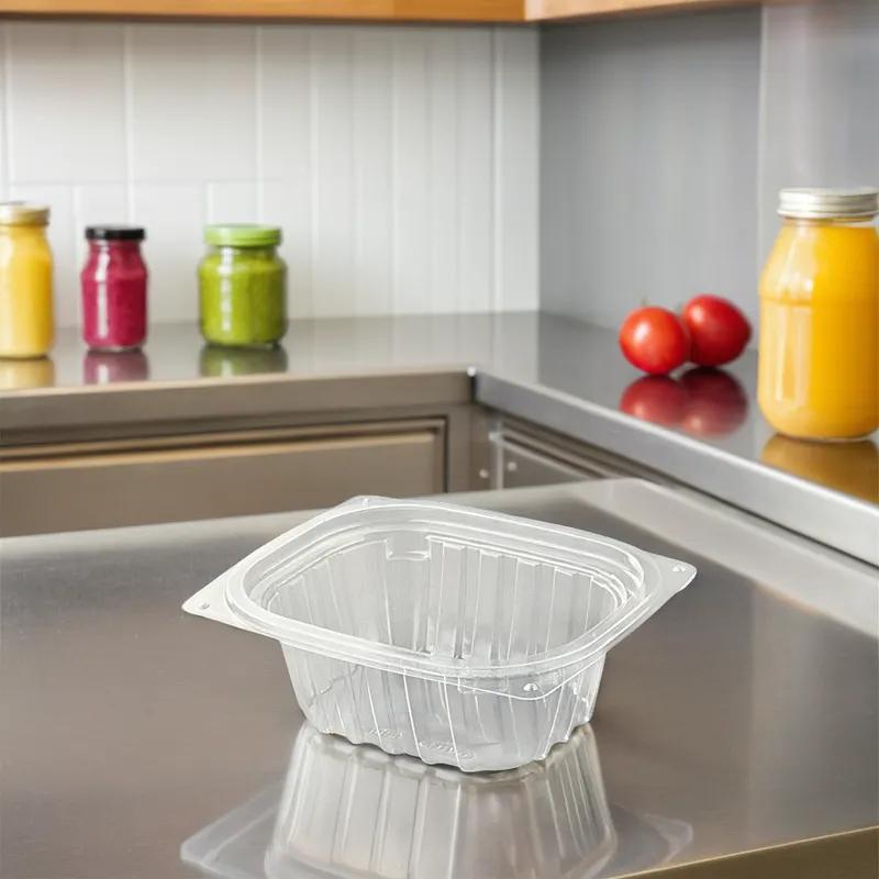 Dart® ClearPac® Deli Container Base & Lid Combo With Flat Lid 16 OZ OPS Clear Rectangle 250/Case