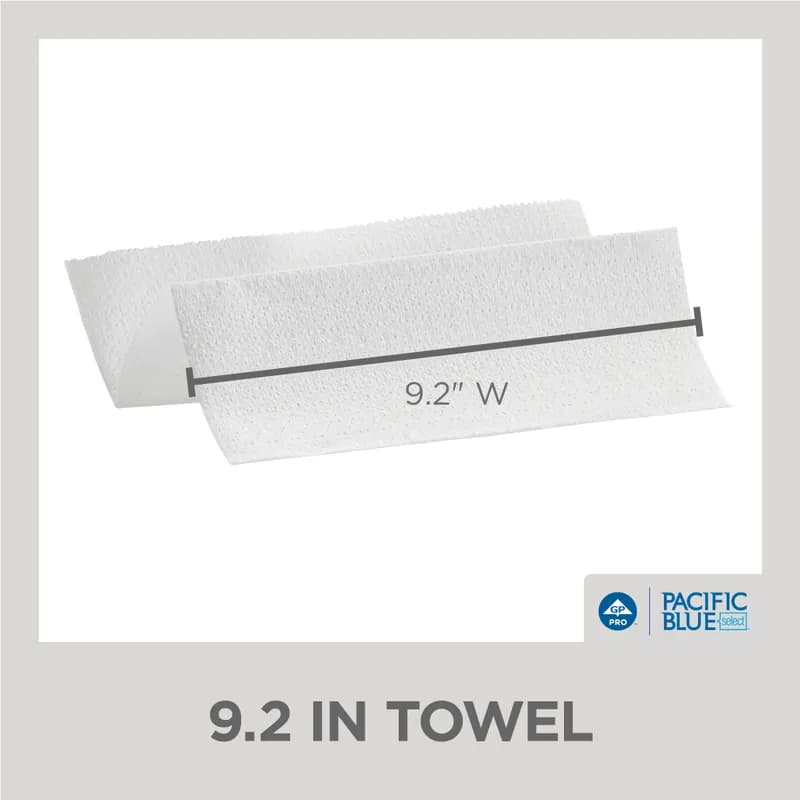 Pacific Blue Select Folded Paper Towel 9.2X9.4 IN 2PLY White 1/2 Fold 125 Sheets/Pack 16 Packs/Case 2000 Sheets/Case