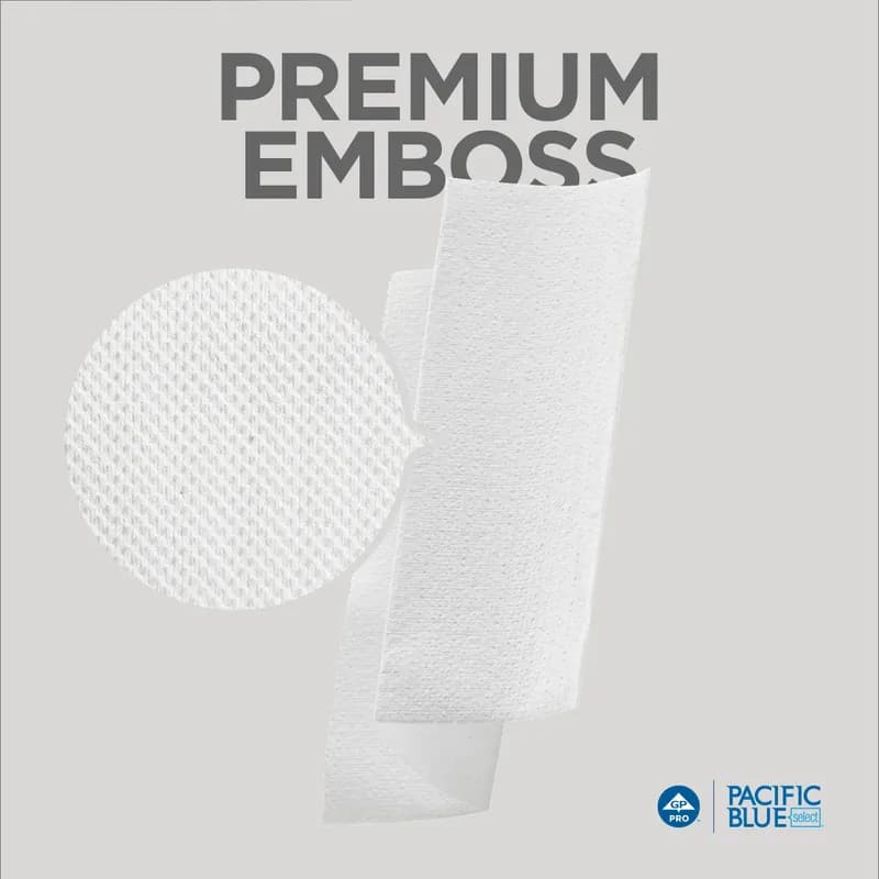 Pacific Blue Select Folded Paper Towel 9.2X9.4 IN 2PLY White 1/2 Fold 125 Sheets/Pack 16 Packs/Case 2000 Sheets/Case