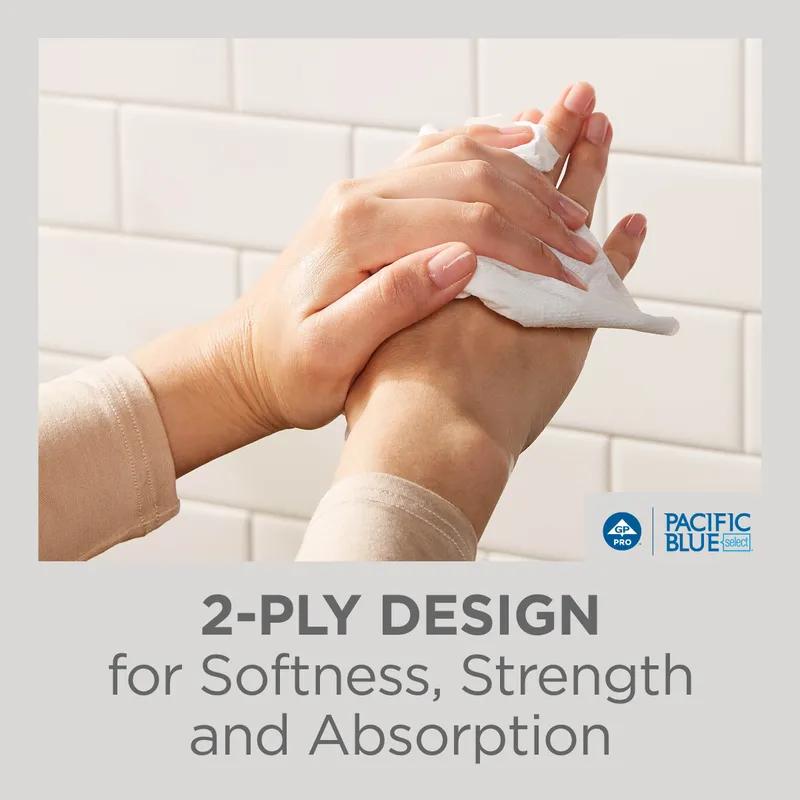 Pacific Blue Select Folded Paper Towel 9.2X9.4 IN 2PLY White 1/2 Fold 125 Sheets/Pack 16 Packs/Case 2000 Sheets/Case