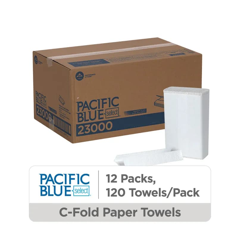 Pacific Blue Select Folded Paper Towel 10.1X12.7 IN 2PLY White 1/2 Fold 120 Sheets/Pack 12 Packs/Case 1440 Sheets/Case