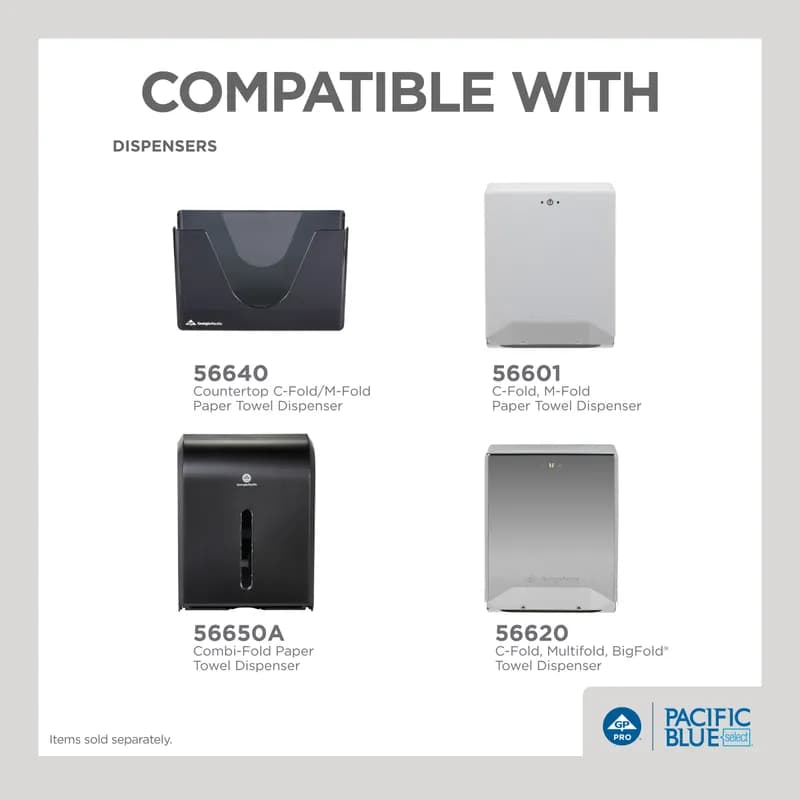 Pacific Blue Select Folded Paper Towel 10.1X12.7 IN 2PLY White 1/2 Fold 120 Sheets/Pack 12 Packs/Case 1440 Sheets/Case