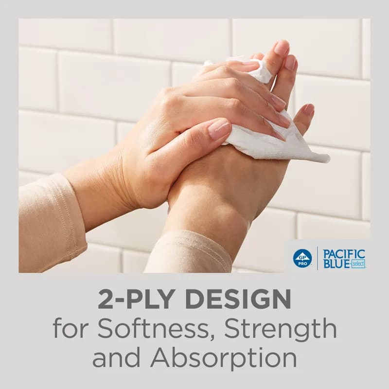 Pacific Blue Select Folded Paper Towel 10.1X12.7 IN 2PLY White 1/2 Fold 120 Sheets/Pack 12 Packs/Case 1440 Sheets/Case