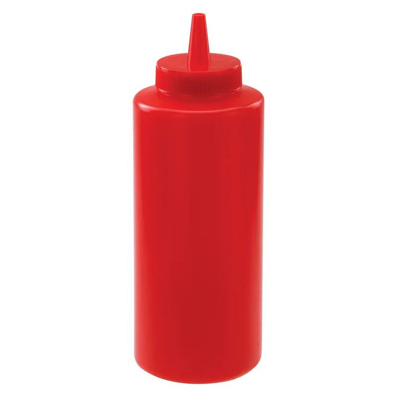 Bottle 12 OZ Plastic Red Squeeze 6/Pack