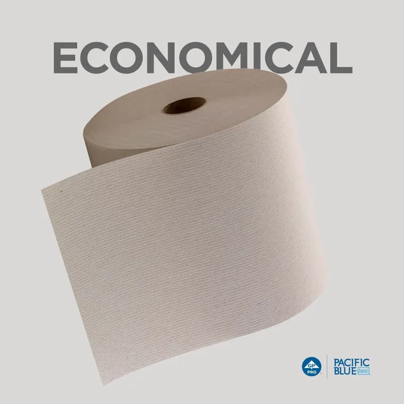 Pacific Blue Basic Roll Paper Towel 7.8X7.875 IN 800 FT 1PLY Kraft Standard Roll EPA Indicator 6/Case