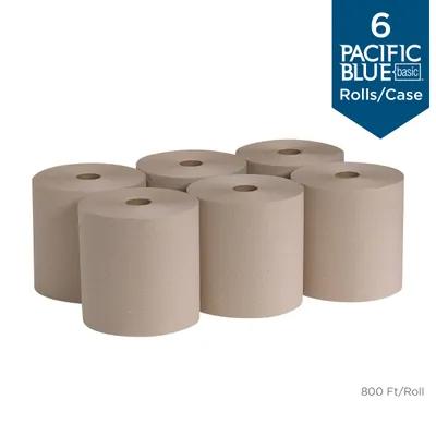 Pacific Blue Basic Roll Paper Towel 7.8X7.875 IN 800 FT 1PLY Kraft Standard Roll EPA Indicator 6/Case