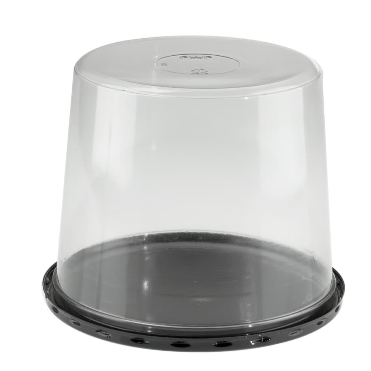 Lid High Dome 6.83X5.5 IN 1 Compartment PET Clear Black Round For Cake Bakery Container Smooth Unhinged 160/Case