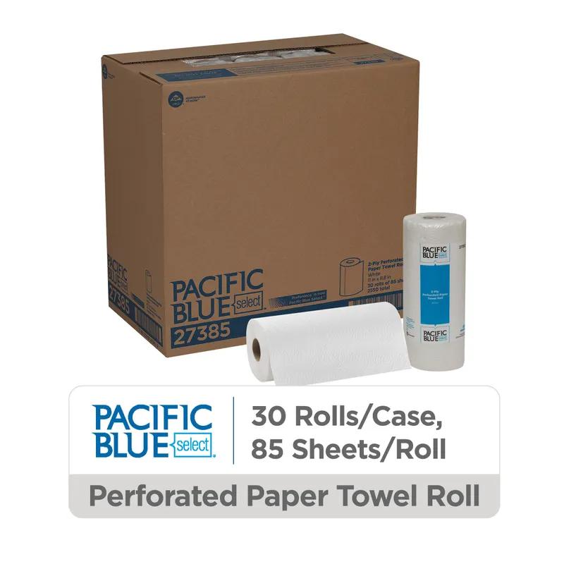 Pacific Blue Select Household & Kitchen Roll Paper Towel 8.8X11 IN 2PLY White 85 Sheets/Roll 30 Rolls/Case