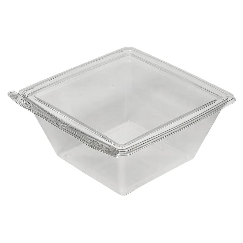Fresh N' Sealed® Bowl & Lid Combo With Flat Lid Large (LG) 48 OZ PET Clear Square Hinged 120/Case
